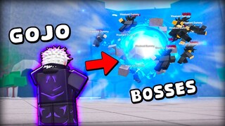 USEI O GOJO CONTRA UM EXÉRCITO DE BOSS NO SAITAMA BATTLEGROUNDS (ROBLOX)