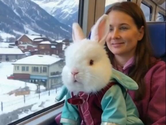 Đưa thỏ con đi du lịch, các bạn thỏ ngoan quá.