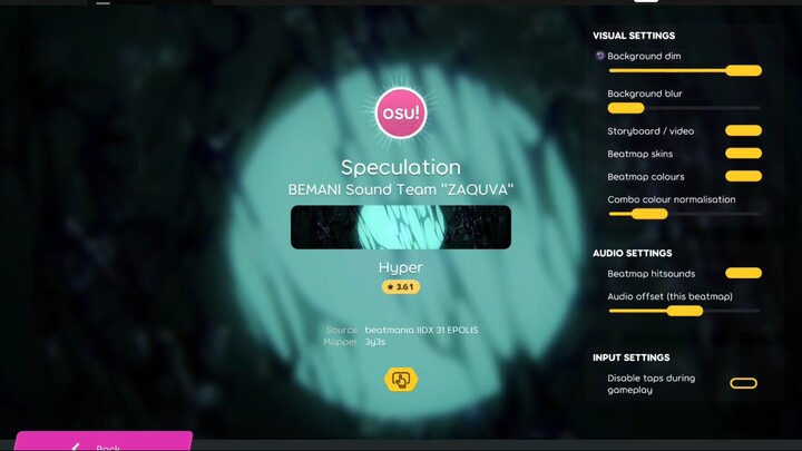 osu! mobile | BEMANI Sound Team "ZAQUVA" - Speculation [Hyper] | Map ID: 2082219
