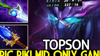 TOPSON Riki มหากาพย์ Riki Mid Only Gank พร้อม Scepter + Diffusal Dota 2