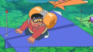 Doraemon: Nobita competes with everyone in a skydiving adventure. Whoever lands first and last is th