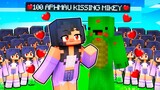 100 APHMAUs TRY TO KISS MIKEY *maizen* in Minecraft 360°