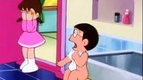 Shizuka uses the Anywhere Door to watch Nobita taking a bath