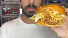 Food ASMR Eating a Crispy Chicken Sandwich and other snacks