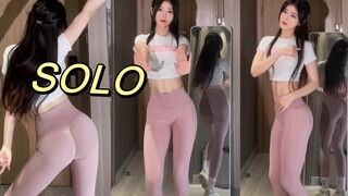 Peach Fitness Girl is dancing! Mirror dual perspective "SOLO"