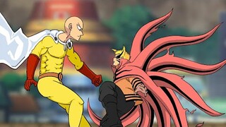 Naruto mode baryo vs Saitama | aunimation |