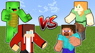 JJ and Mikey VS Steve and Alex (Minecraft Battle)