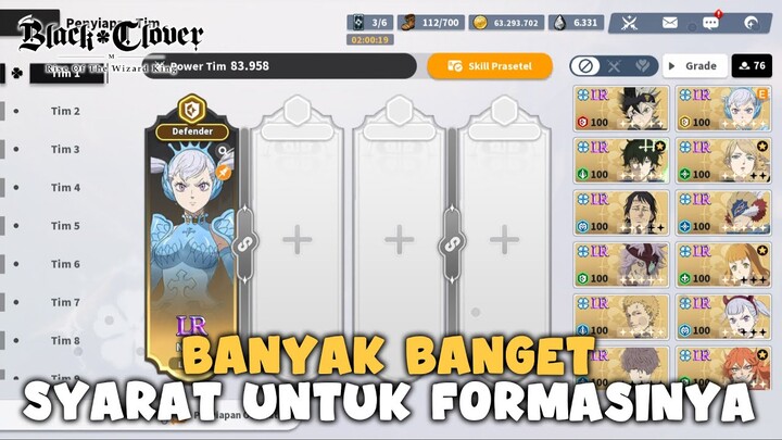 Syarat Khususs Untuuk Line Up Untuk Noelle Harmony | Black Clover M