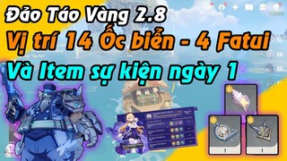 Tổng hợp vị trí cụ thể 4 Fatui, 14 Vỏ ốc, 3 Item trong ngày đầu tiên | Đảo Táo Vàng 2.8