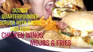 DOUBLE CHEESY QUARTER POUNDER BURGER//FRIED CHICKEN//MOJOS AND FRIES//NO TALKING//MUKBANG