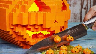 สูตรฮาโลวีน 🎃 ทำซุปฟักทองยักษ์ย่างจาก LEGO IRL - Stop Motion Cooking ASMR 4K