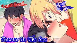 【BL Anime】I helped the guy who drown in the sea, Is this a kiss…?【Yaoi】