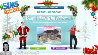 The Sims FreePlay - Hearth Of Stone Quest Day 1 Full Walkthrough | XCultureSimsX