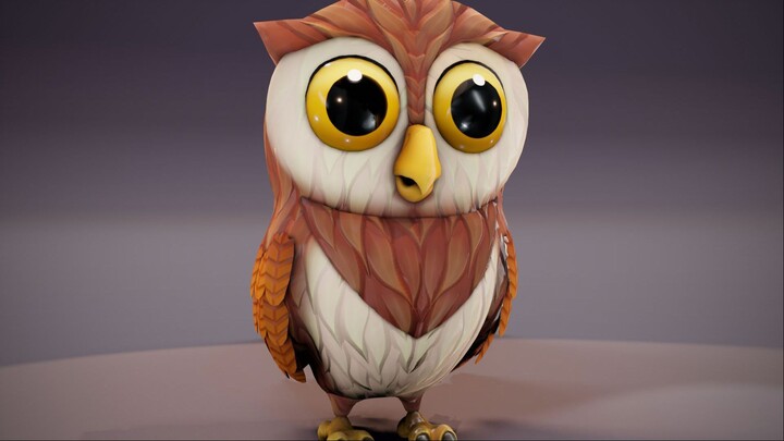 卡通猫头鹰 动画低多边形 3D 模型