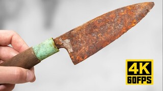 [Khung hình 4K60] Làm mới con dao làm bếp rỉ sét nặng | Tác giả: Odd Tinkering