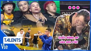 Cận cảnh Binz sầu não nhìn 3 học trò bay lên hỗ trợ team Karik, MCK tập luyện cực sung tại studio