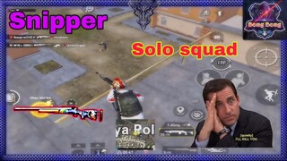SOLO SQUAD IN SNIPPER GAMEPLAY| SOLO SQUAD #9| BONG BONG | PUBG MOBILE