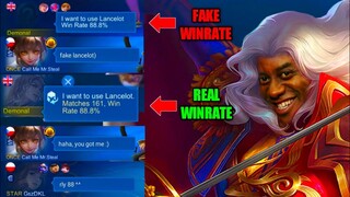 LANCELOT FAKE WINRATE PRANK THEN SHOWING REAL WINRATE | MLBB