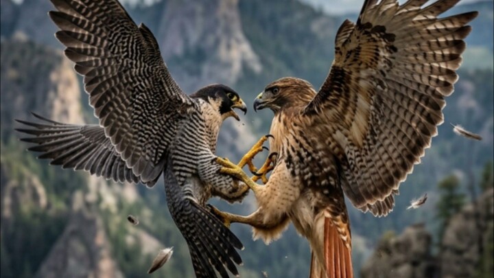 Peregrine Falcon vs Red-Tailed Hawk 🦅⚔️