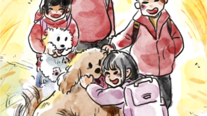 Is this the puppy with the best dog karma? So heartwarming—how could I not sketch this scene!