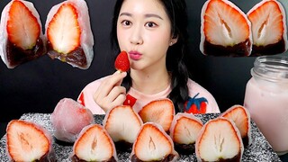 [ONHWA] Suara mengunyah kue beras stroberi!🍓 Makanan penutup stroberi🍓