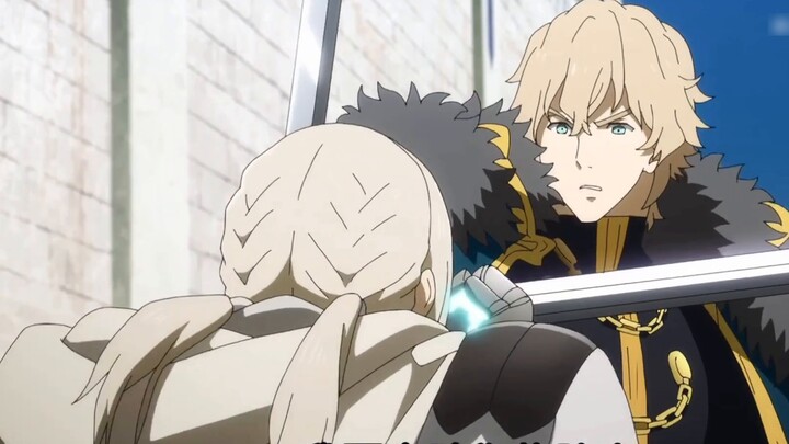 Holding his sword-silver arm