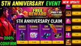 free fire 5th anniversary rewards | ðŸ¤”5th anniversary calendar | free fire 5th anniversary event date
