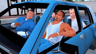 CJ Bersama Franklin Michael & Trevor | Drive-Thru Mission (GTA SA)