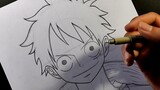 Real Time Ink Process - Luffy Drawing