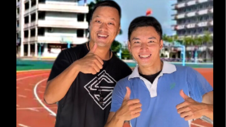 The PE teacher is scouting talent at the cafeteria entrance