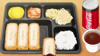 First-person immersive feast! Cheese fried pork cutlet bento + Coke Zero