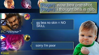 BEATRIX NO SKIN = NO SKILL? TEAM DON'T TRUST MY BEATRIX ( TEAM SHOCKED!) ONE SHOT!