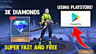 SUPER FAST TO GET 3K DIAMONDS USING PLAYSTORE! LEGIT100% HOW?! FREE DIAMONDS! | Mobile Legends 2023