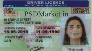 Australian Victoria Australia Driver Licences Template (Scan) – Editable PSD