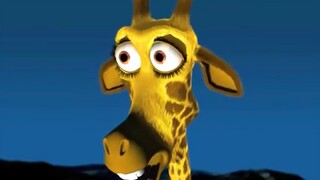 长颈鹿的头竟然把月亮撞了下来。