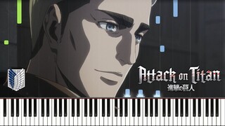 Erwin's Charge (tooth-i:/APETITAN) Attack on Titan Season 3 Part 2 EP 4 OST Piano Synthesia Tutorial