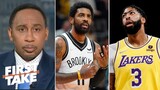 FIRST TAKE | Stephen A. reacts "STRONG" Perkins: Lakers should trade Anthony Davis for Kyrie Irving