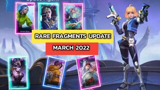Rare Fragments Update March 2022 || New Skins at Rare Fragments 2022 Mobile Legends || MLBB