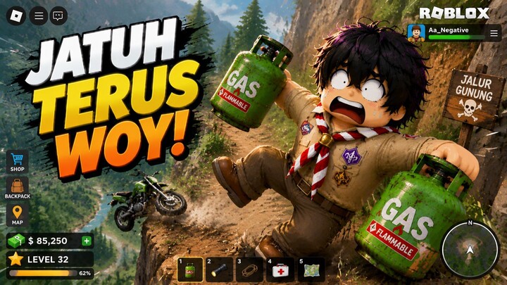 Kocak! Pramuka Noob Jatuh Terus Bawa Gas di Roblox