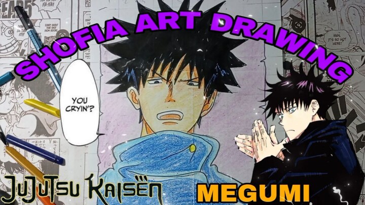 drawing megumi dari anime Jujutsu kaisen