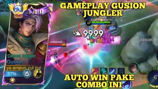 gameplay gusion jungler best combo auto winn