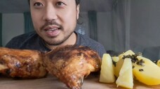 ASMR Airfryer Oven Baked Chicken Quarters & Potatoes