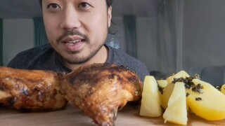 ASMR Airfryer Oven Baked Chicken Quarters & Potatoes