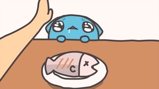Even the coquettish cats have fish~