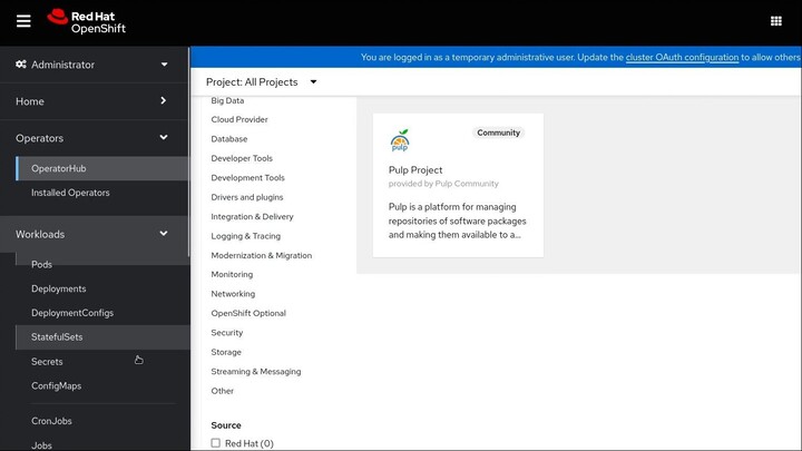 Installing Pulp through a Kubernetes Operator