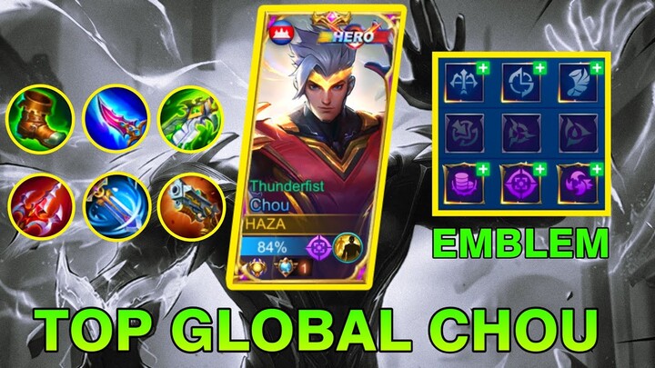 CHOU TOP GLOBAL EMBLEM SET AND BUILD 2021 CHOU NEW META GAMEPLAY | MOBILE LEGENDS