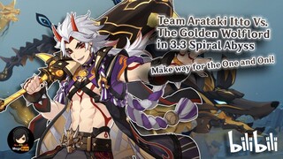 Team Arataki Itto vs. Golden Wolf lord in 3.3 Spiral abyss [#VCreator]