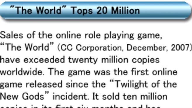 #dothack Narrated News: "The World" Tops 20 Million (Vol.1)