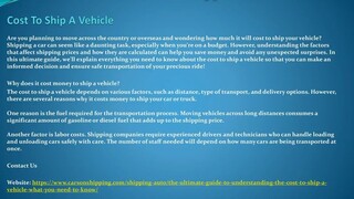 Cost To Ship A Vehicle
