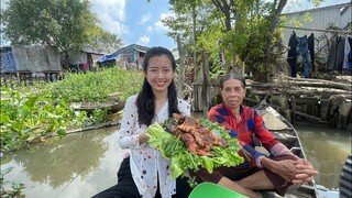 Chợ Quê Nhộn Nhịp Mấy Chị Em Mua Được Vài Con Cá Lóc Về Chiên Xá Xíu Cuộn Rau Sống | NĐMT#202